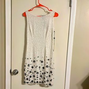Ivory sequined Adrianna Papell dress size 4 NWT